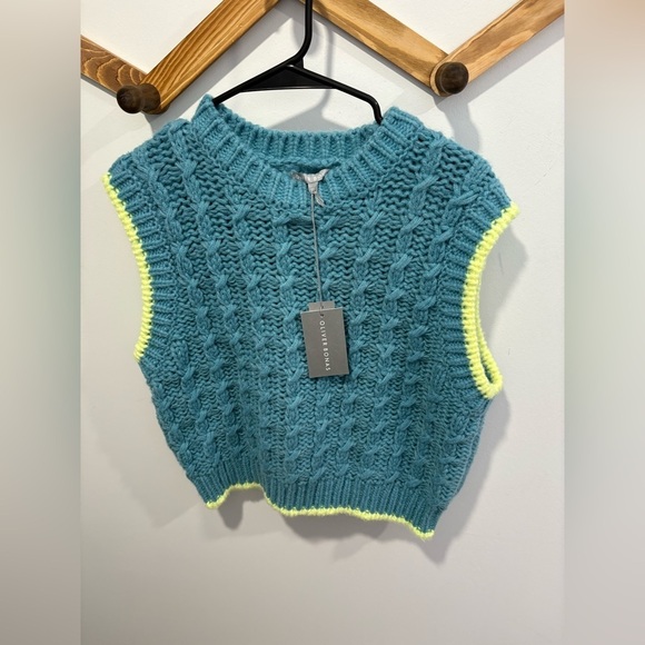 OLIVER BONAS Blue Chunky Knitted Vest - Picture 3 of 7